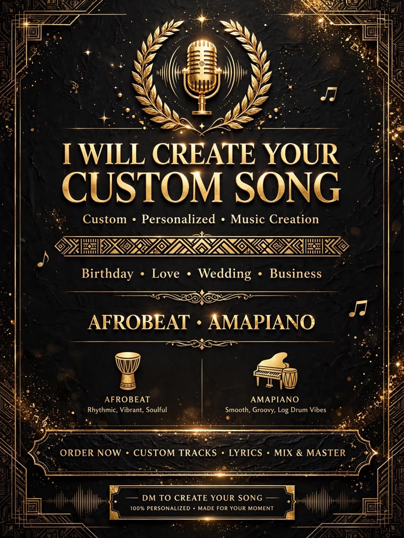 I Will Create Original AI Music Afrobeats Amapiano And Afro Trap For You